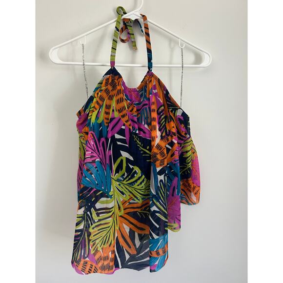 Coco Reef Aura Mesh Ruffle Tankini Top - Eclectic Jungle 32D - Picture 3 of 11